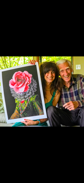 Steve Cohen with a framed rose print